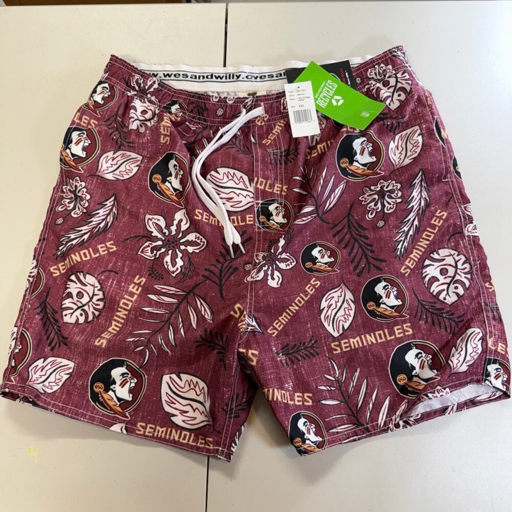 Florida State Seminoles Wes & Willy Vintage Volley Swim Trunks 2XL NWT